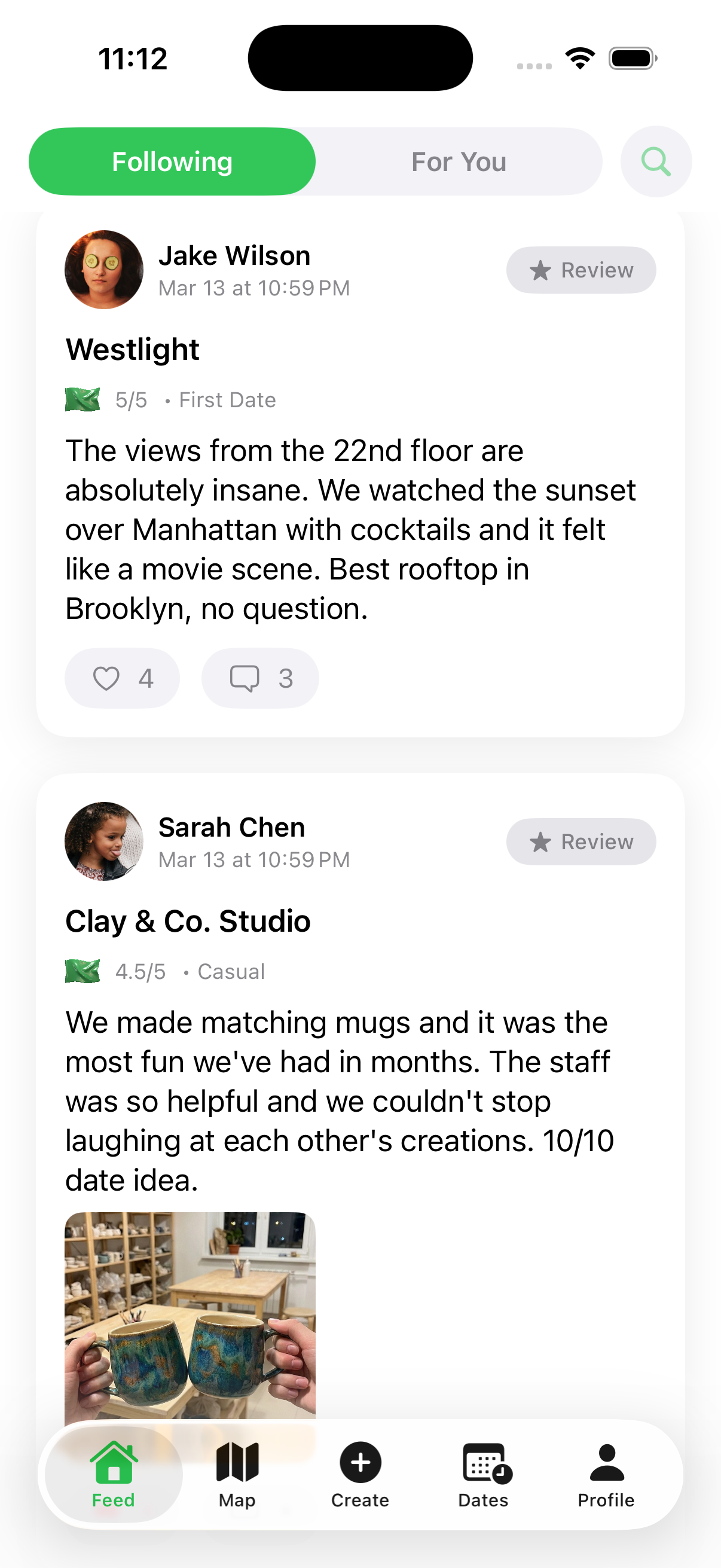 Friend activity feed