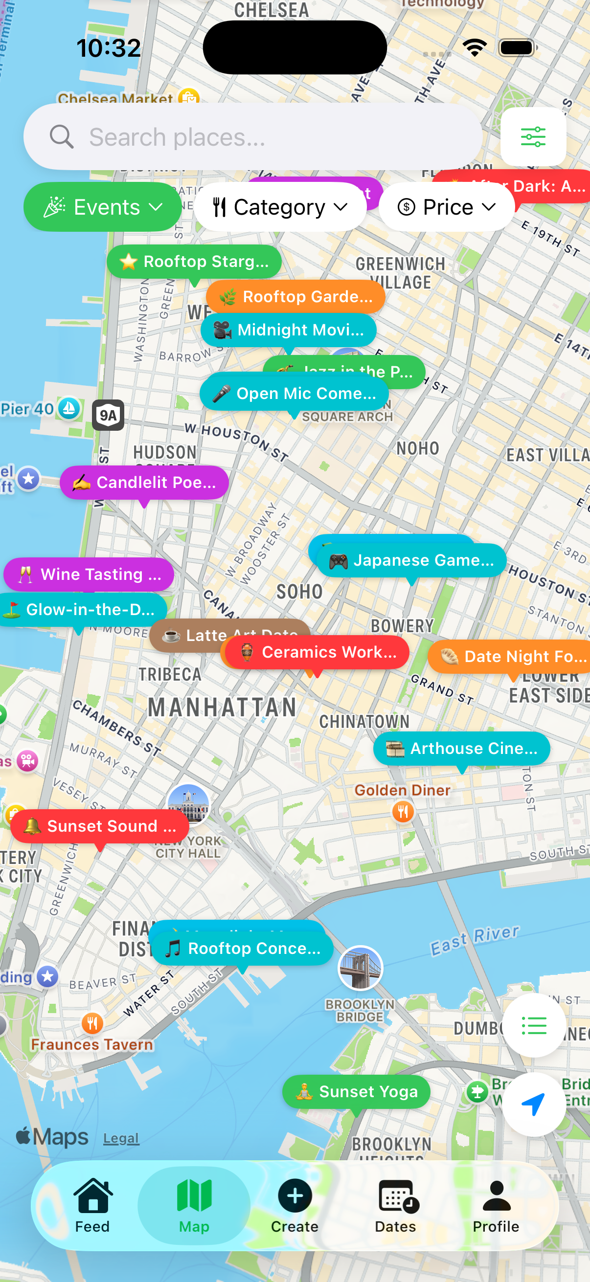 Green Flags events map